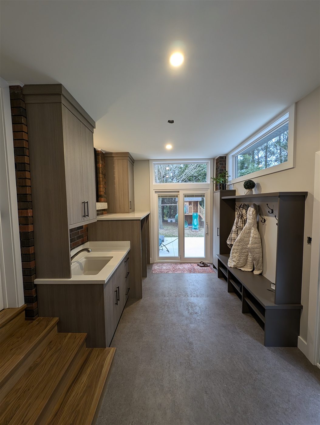 Custom mudroom cabinetry and bench